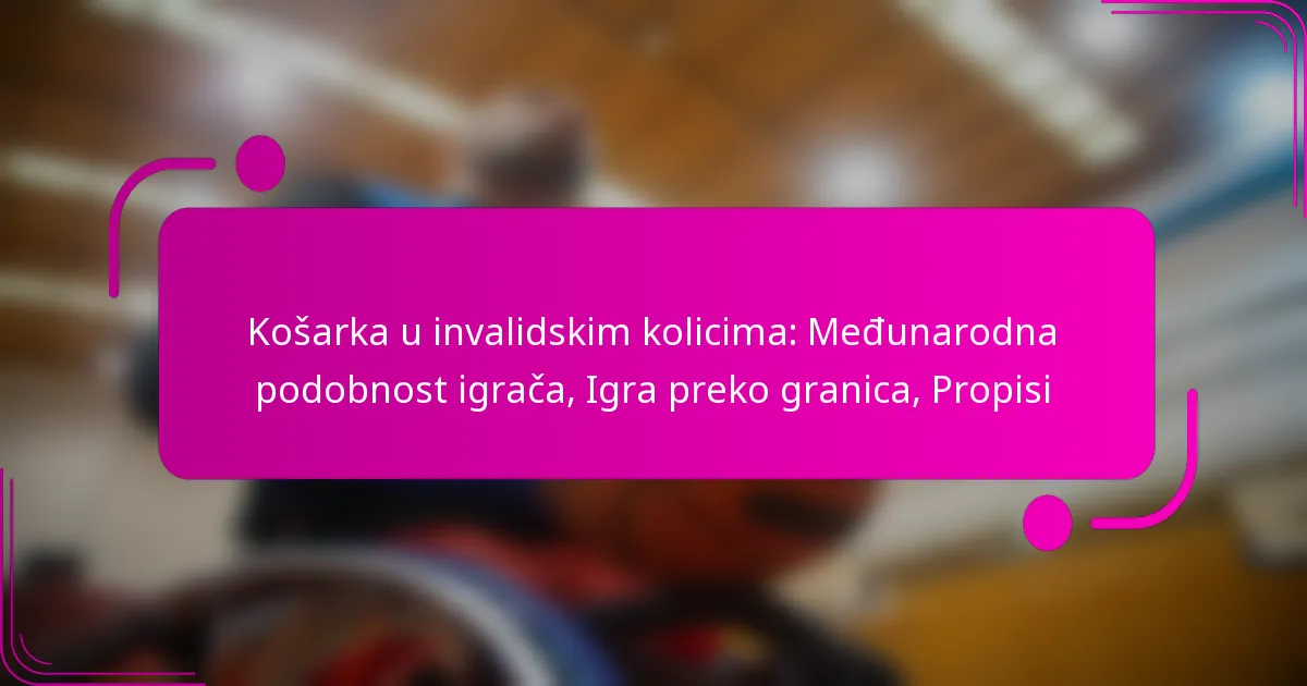 Košarka u invalidskim kolicima: Međunarodna podobnost igrača, Igra preko granica, Propisi