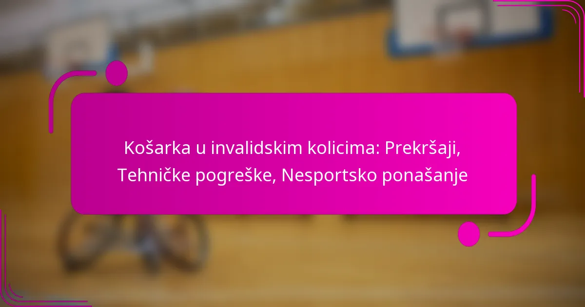 Košarka u invalidskim kolicima: Prekršaji, Tehničke pogreške, Nesportsko ponašanje