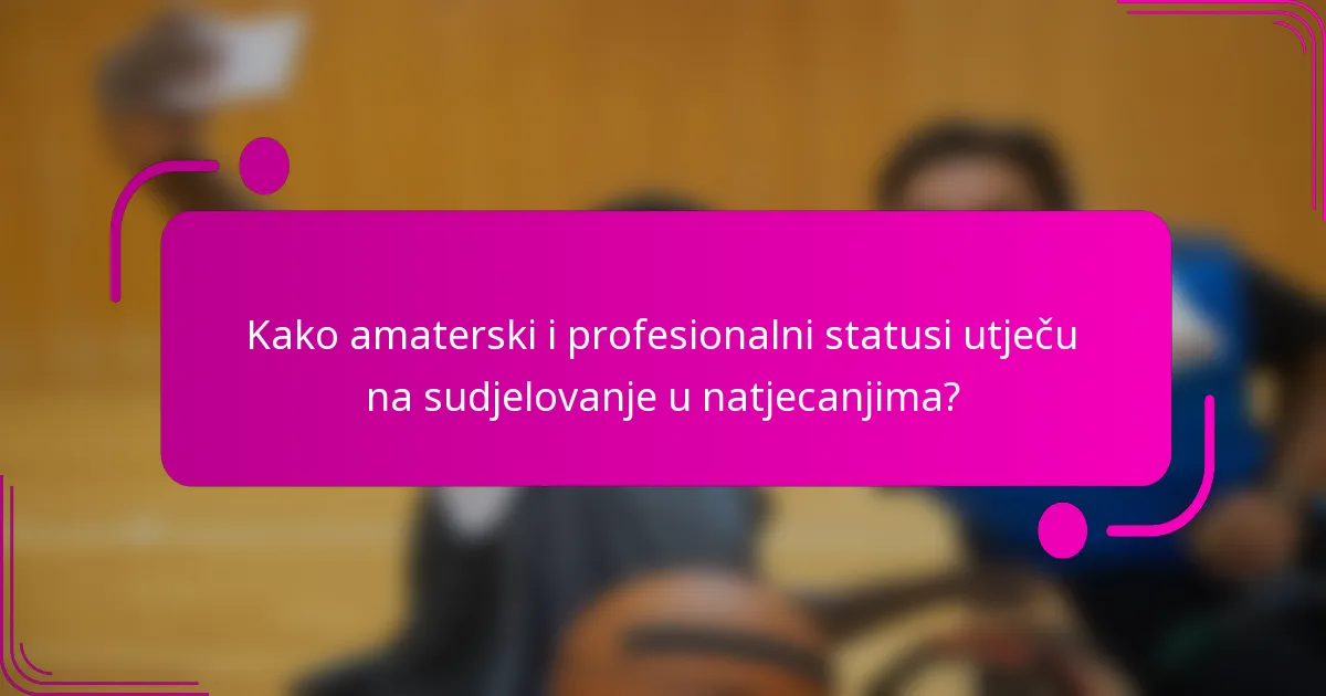 Kako amaterski i profesionalni statusi utječu na sudjelovanje u natjecanjima?