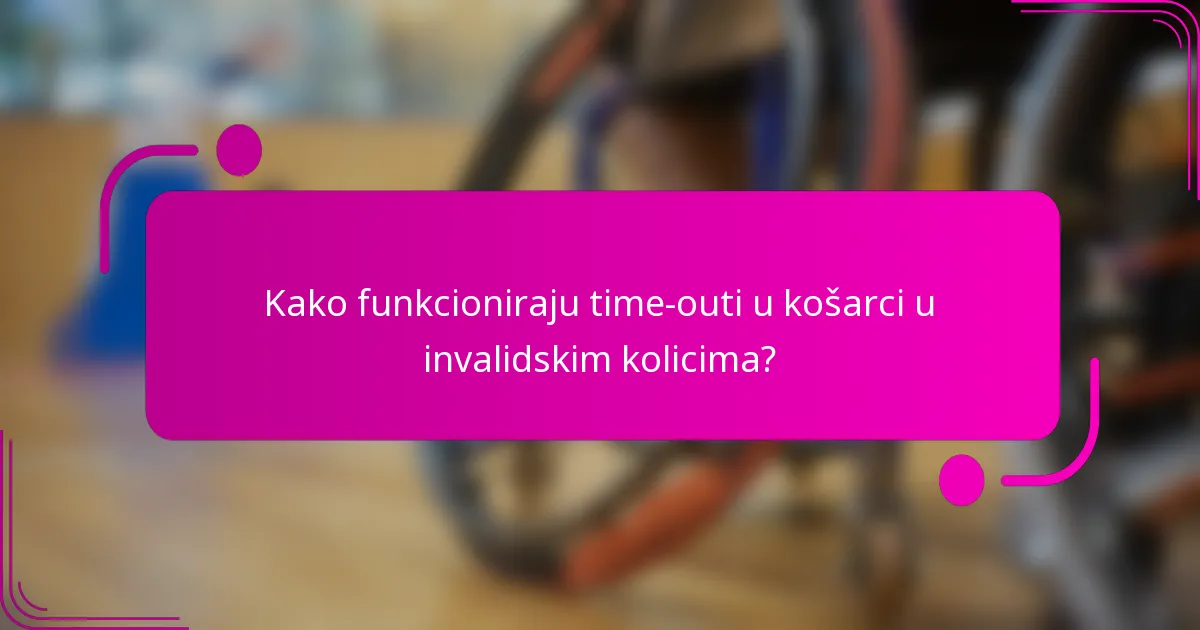 Kako funkcioniraju time-outi u košarci u invalidskim kolicima?
