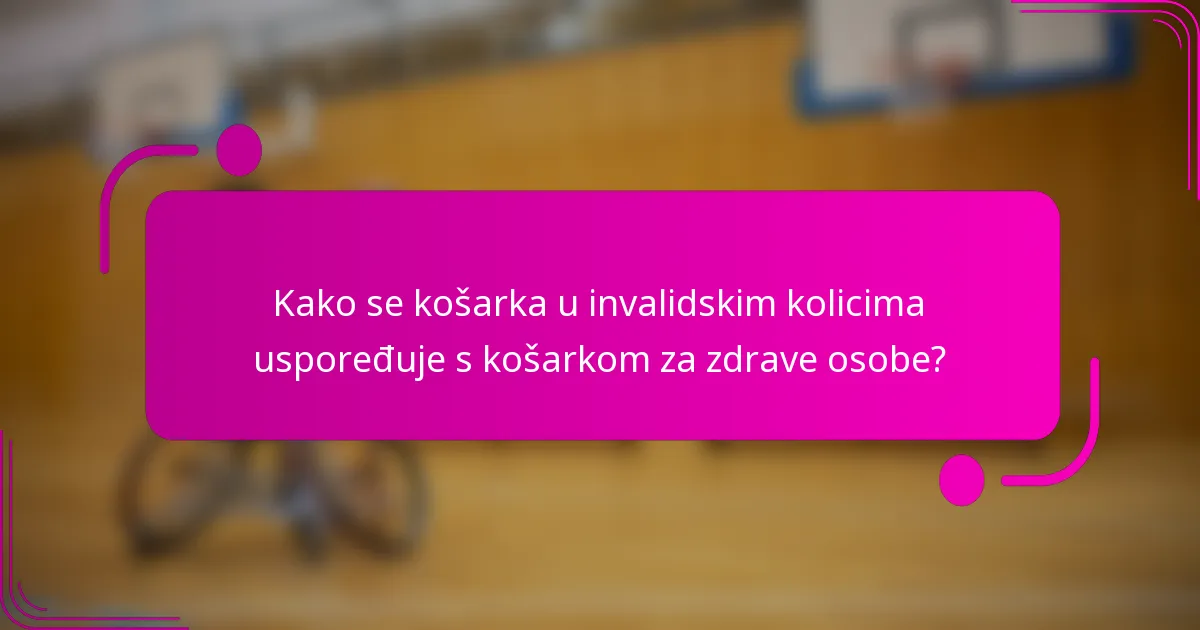 Kako se košarka u invalidskim kolicima uspoređuje s košarkom za zdrave osobe?