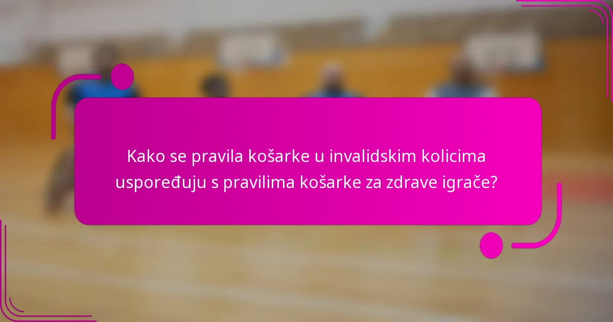 Kako se pravila košarke u invalidskim kolicima uspoređuju s pravilima košarke za zdrave igrače?