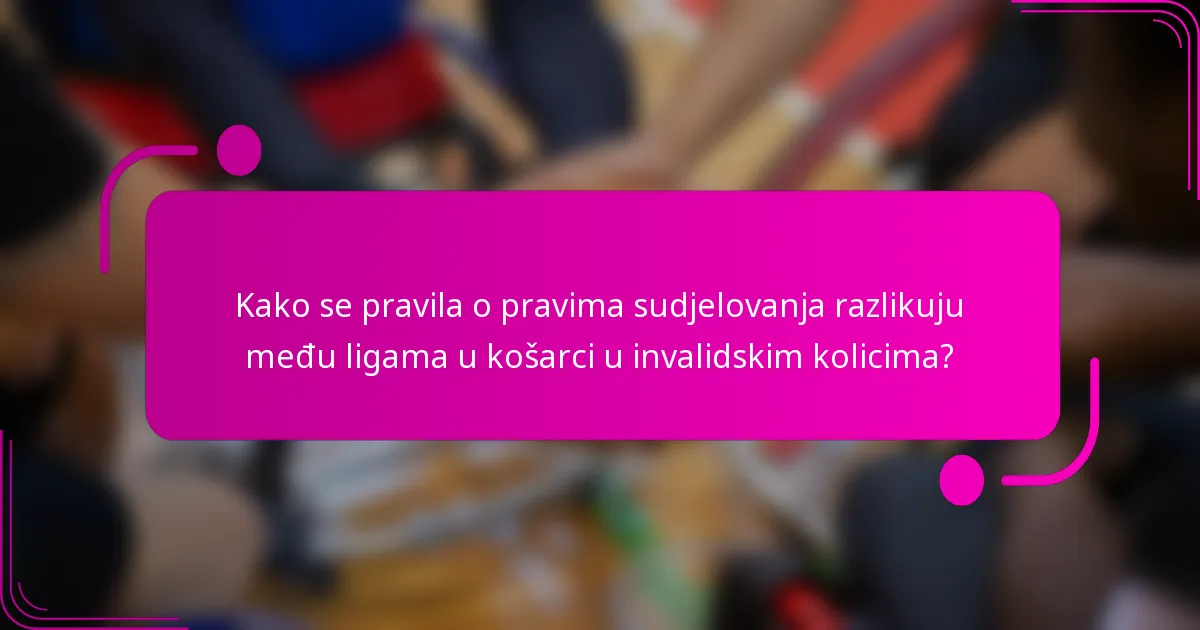 Kako se pravila o pravima sudjelovanja razlikuju među ligama u košarci u invalidskim kolicima?