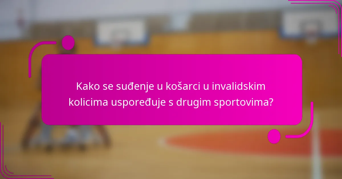 Kako se suđenje u košarci u invalidskim kolicima uspoređuje s drugim sportovima?