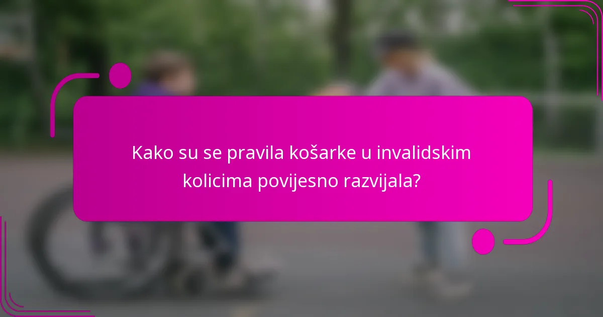 Kako su se pravila košarke u invalidskim kolicima povijesno razvijala?