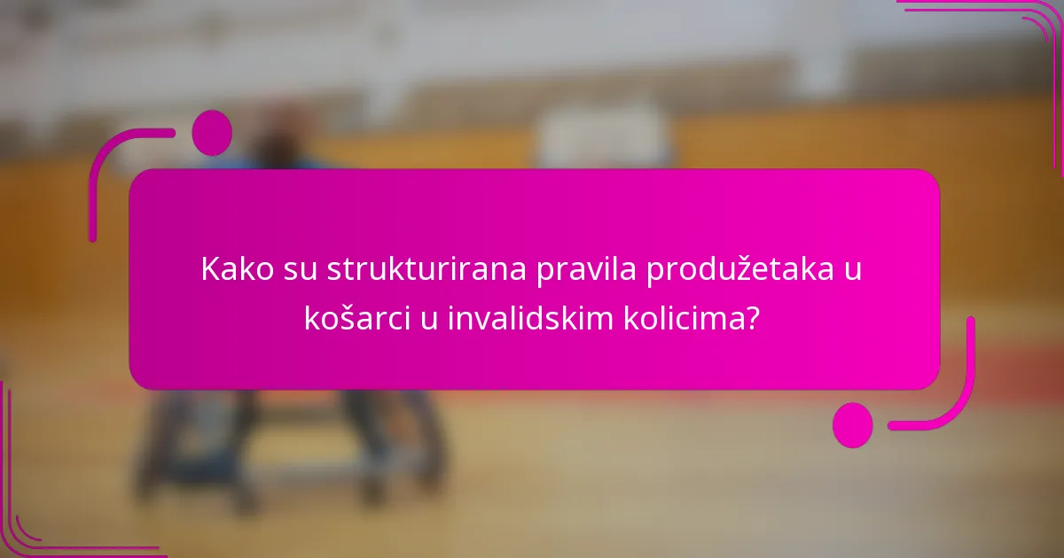 Kako su strukturirana pravila produžetaka u košarci u invalidskim kolicima?