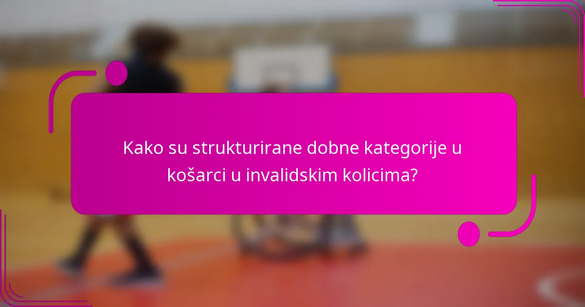 Kako su strukturirane dobne kategorije u košarci u invalidskim kolicima?