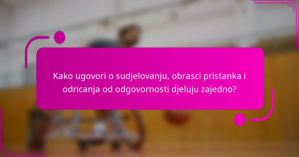 Kako ugovori o sudjelovanju, obrasci pristanka i odricanja od odgovornosti djeluju zajedno?