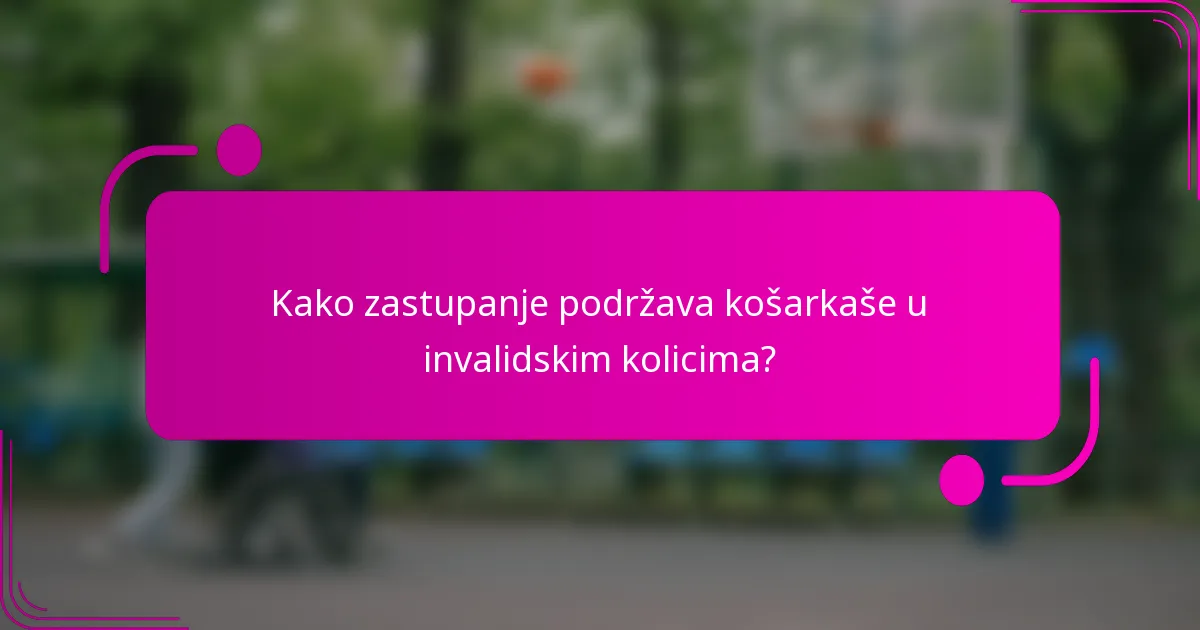 Kako zastupanje podržava košarkaše u invalidskim kolicima?