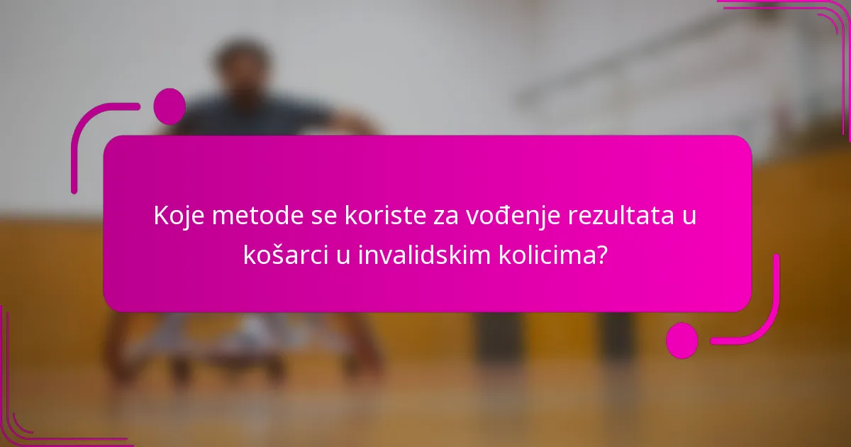 Koje metode se koriste za vođenje rezultata u košarci u invalidskim kolicima?