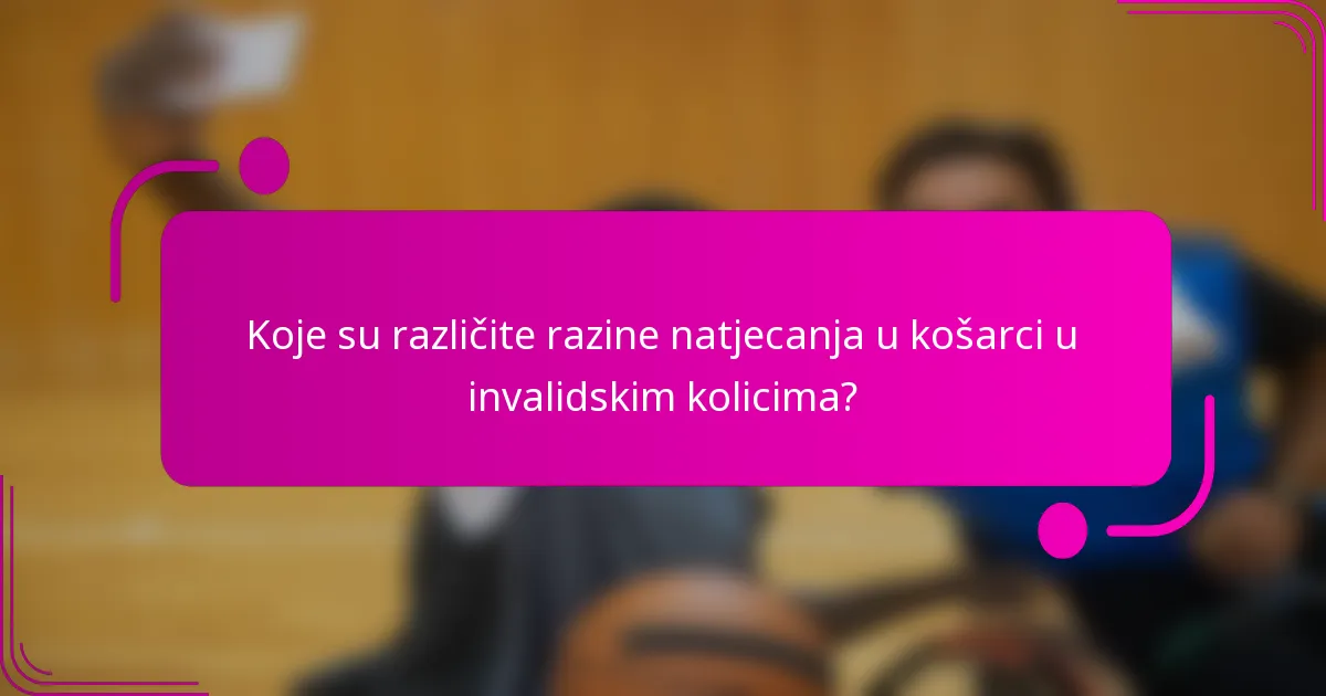 Koje su različite razine natjecanja u košarci u invalidskim kolicima?