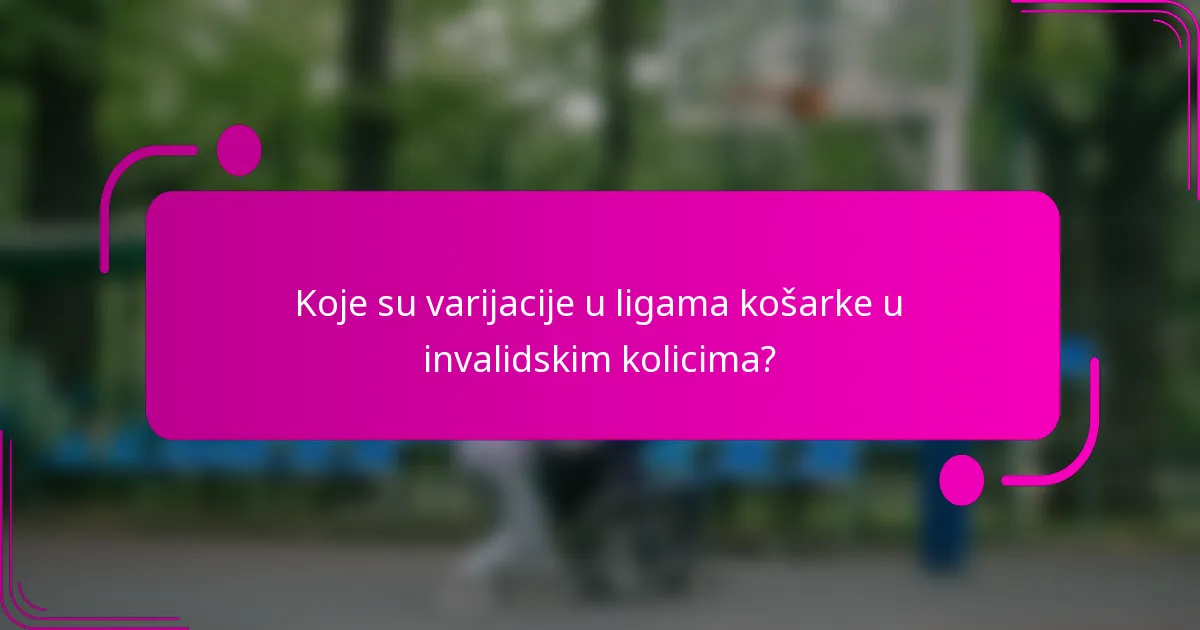 Koje su varijacije u ligama košarke u invalidskim kolicima?