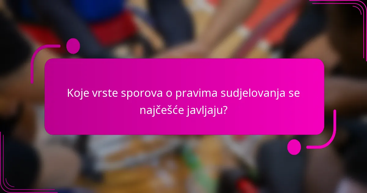 Koje vrste sporova o pravima sudjelovanja se najčešće javljaju?