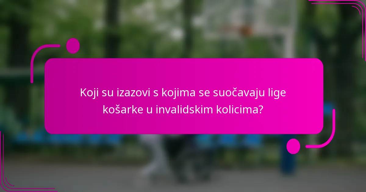 Koji su izazovi s kojima se suočavaju lige košarke u invalidskim kolicima?