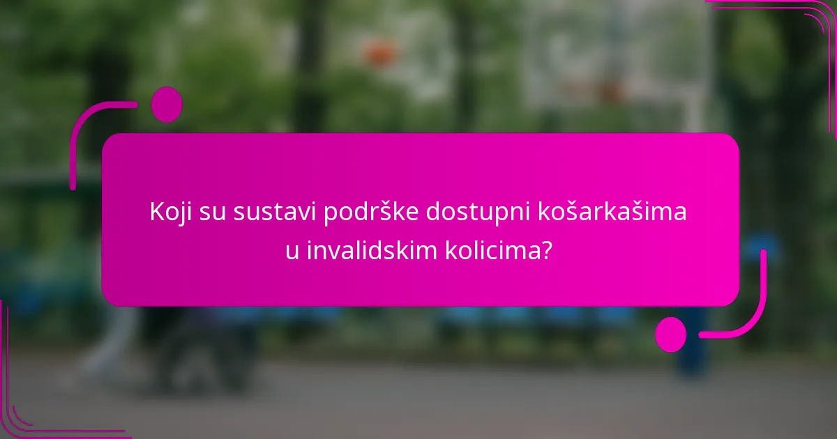 Koji su sustavi podrške dostupni košarkašima u invalidskim kolicima?
